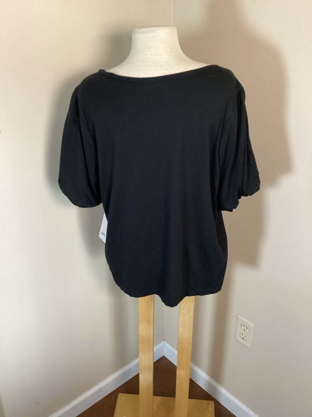 Rachel Parcell Black Puff Sleeve Knit Top XXL - Picture 3 of 3